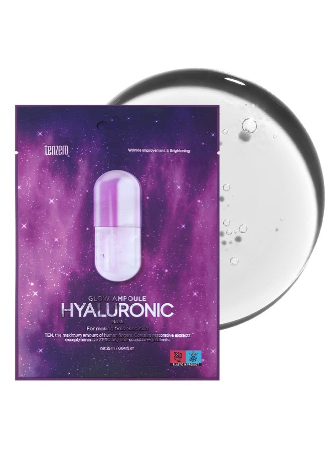 TENZERO Glow Ampoule Hyaluronic Mask 10-Piece Pack - Intensive Hydrating Sheet Mask with Hyaluronic Acid for Radiant Glass Skin Glow - Deep Moisturizing & Brightening Korean Facial Treatment - Image 1